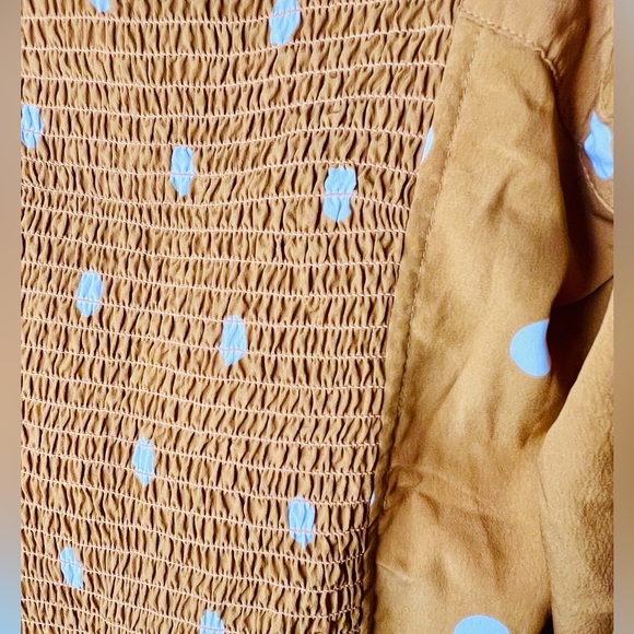 Planet Gold Yellow and White Polka Dot Long Sleeves Top Sz M - Picture 8 of 8